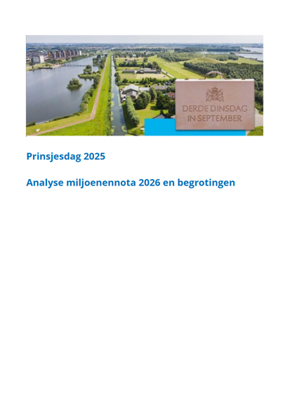 Voorblad document Prinsjesdag 2025: Analyse miljoenennota 2026 en begrotingen